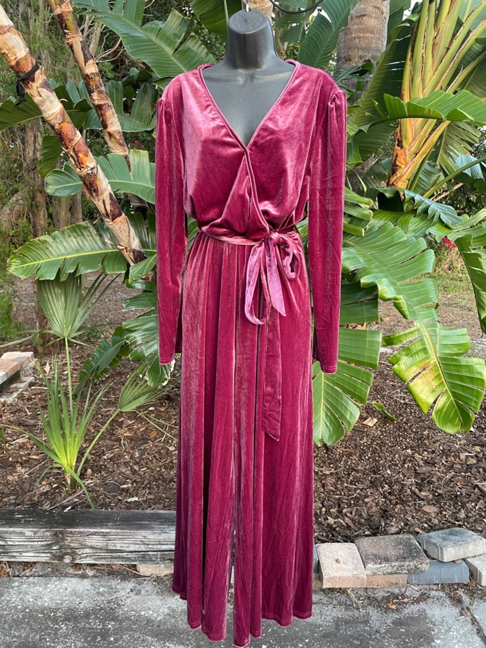 Simplee velvet wide leg jumpsuit